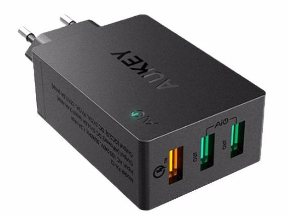 Сетевое зарядное устройство AUKEY, 3 порта, Qualcomm Quick Charge 3.0, черный, PA-T14
